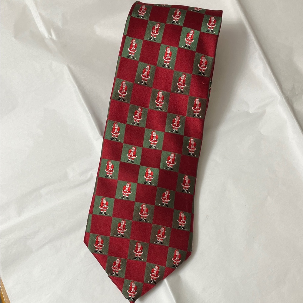 Holiday Santa Checkered Tie